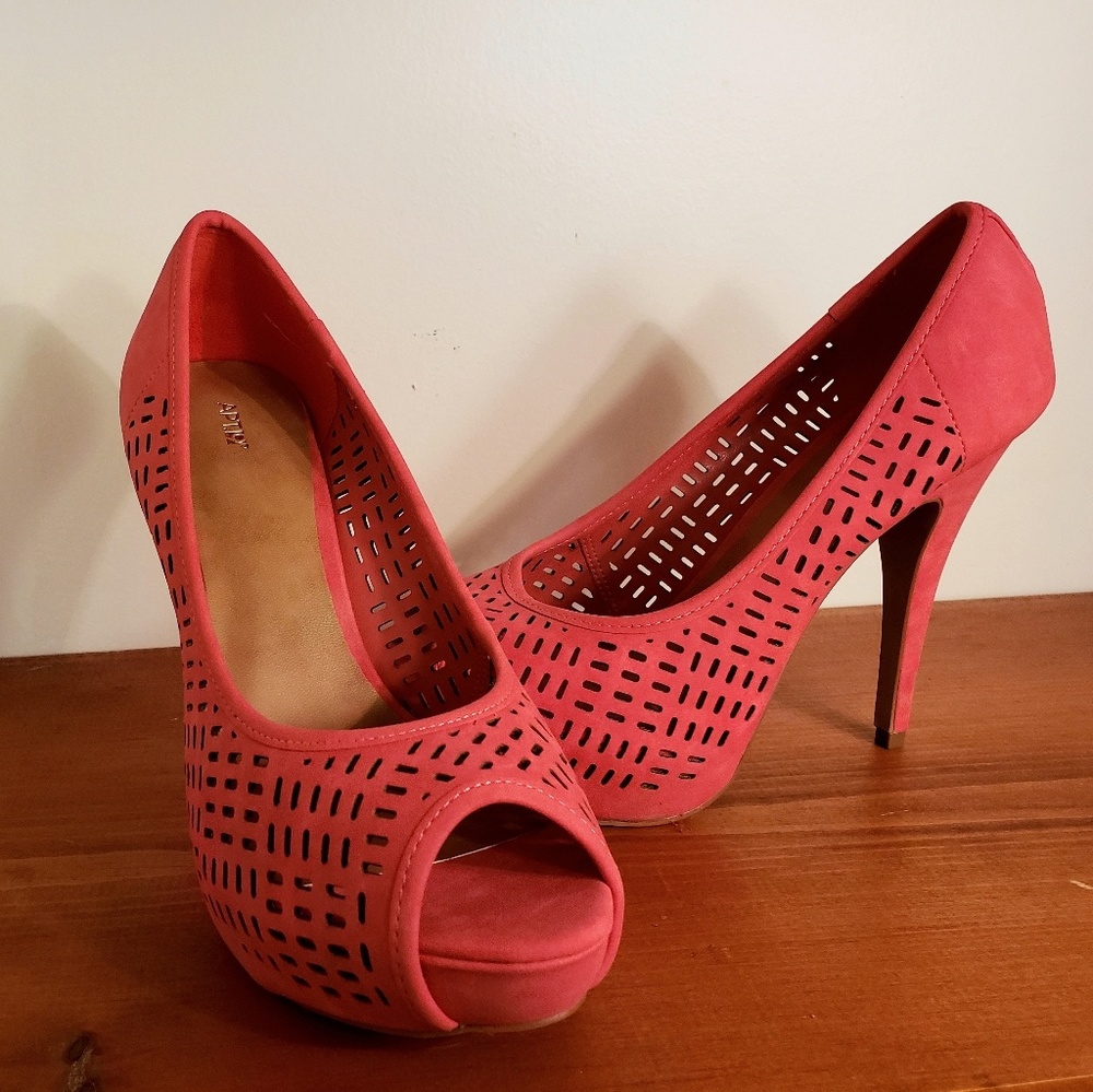Elegant Red Peep-Toe Heels